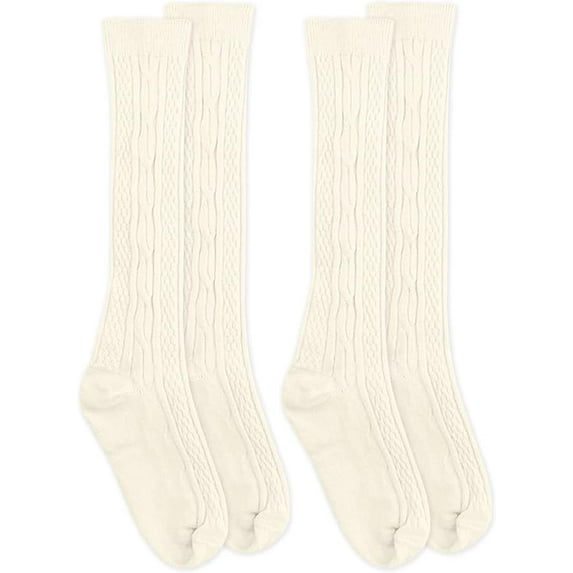 Jefferies Socks Girls Cable Knit Cotton Knee High Socks 2 Pair Pack
