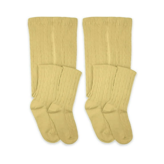 Jefferies Socks Girls Cable Knit Tights 2-Pack, Sizes XS-L