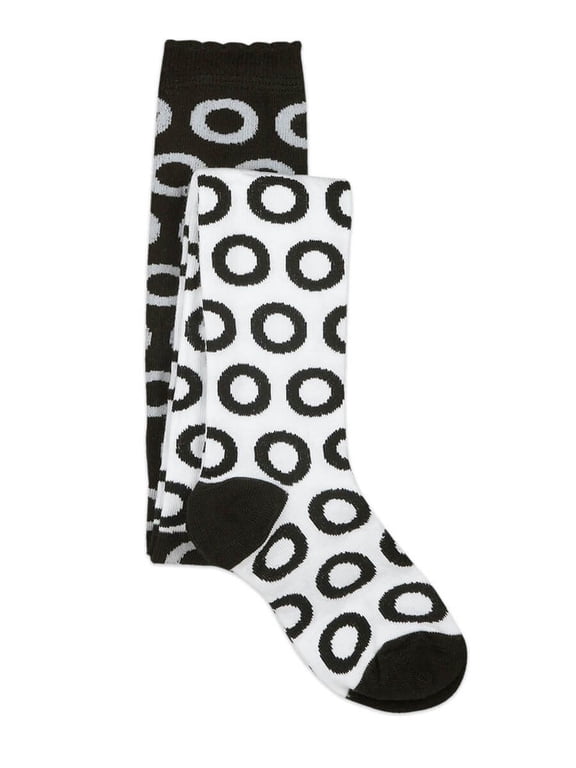 Girls Circle Dot Novelty Fashion Pattern Cotton Tights 1 Pack