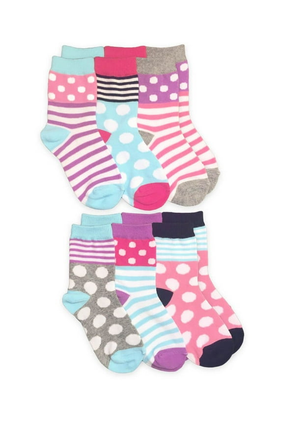 Girls Crew Socks 6-Pack, Sizes XS-M