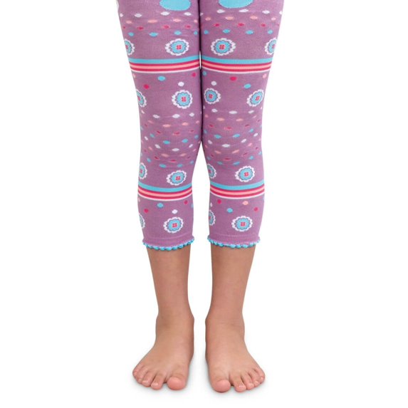 Jefferies Socks Girls Daisy Flower Polka Dot Cropped Legging Tights 1 Pack