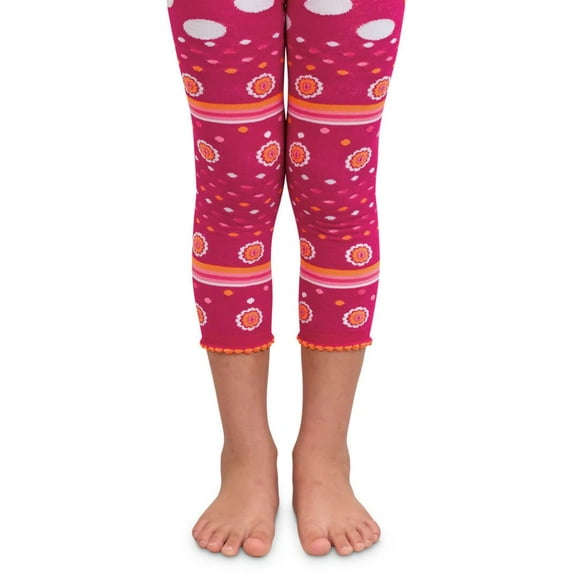 Jefferies Socks Girls Daisy Flower Polka Dot Cropped Legging Tights 1 Pack