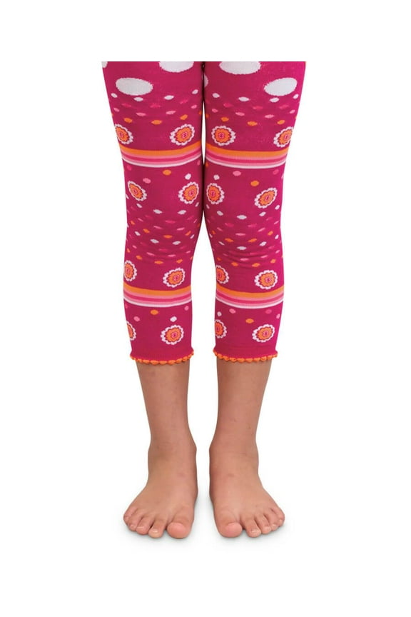 Girls Daisy Flower Polka Dot Cropped Legging Tights 1 Pack