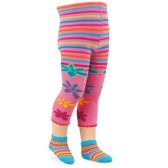 Jefferies Socks Girls Fashion Flower Colorful Lace Crop Tights 1 Pack