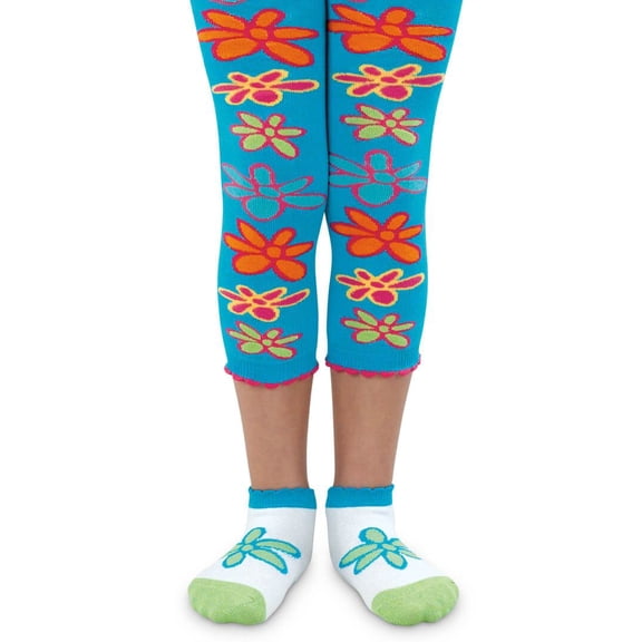 Jefferies Socks Girls Fashion Flower Colorful Lace Crop Tights 1 Pack