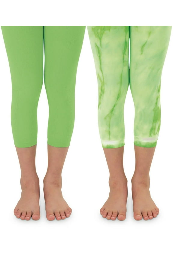 Girls Fashion Neon Tie Dye Crop Tights 2 Pack