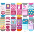 thumbnail image 1 of Jefferies Socks Girls Fashion Novelty Animal Icecream Rainbow Pattern Crew Socks 12 Pair Pack, 1 of 5
