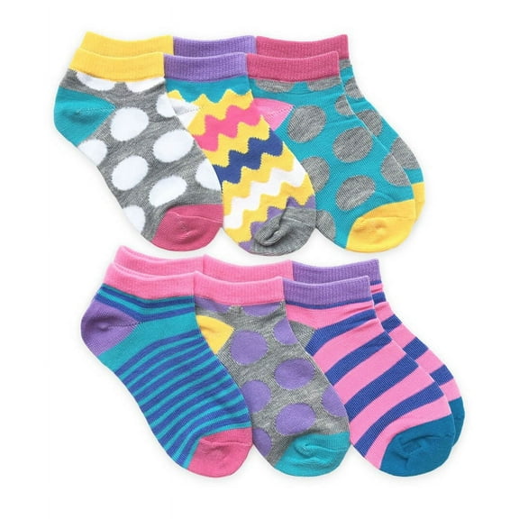 Jefferies Socks Girls Fashion Polka Dots Stripes Low Cut Socks 6 Pair Pack