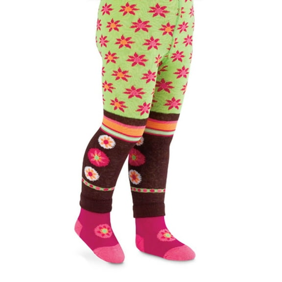 Jefferies Socks Girls Fashion Retro Flower Pattern Footed Legging Tights 1 Pack