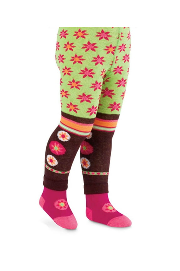 Girls Fashion Retro Flower Pattern Footed Legging Tights 1 Pack