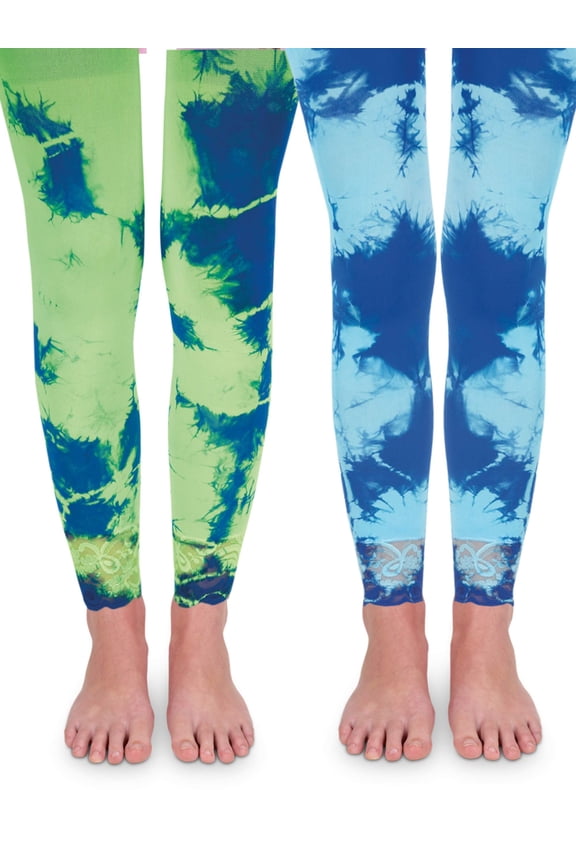 Girls Footless Lace Tights 2-Pack, Sizes XS-L
