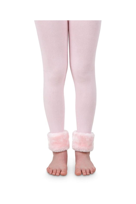 Girls Fur Cuffed Footless Tights 1 Pair Pack