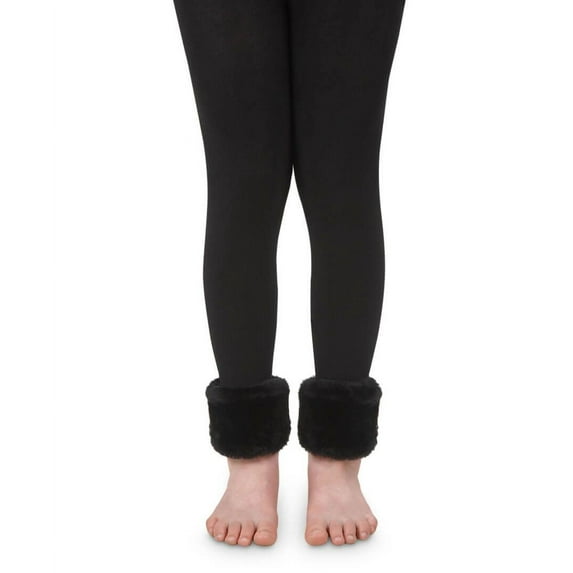 Jefferies Socks Girls Fur Cuffed Footless Tights 1 Pair Pack