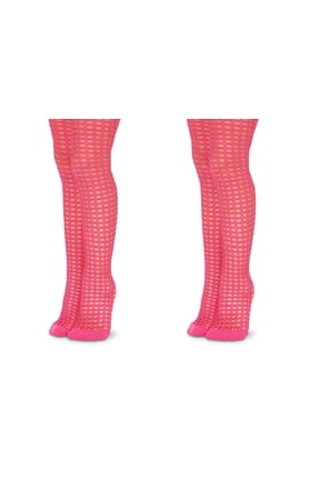 Girls Halloween Fishnet Mesh Fashion Stocking Pink Tights 2 Pack