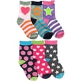 thumbnail image 1 of Jefferies Socks Girls Hearts Stars Flowers Fashion Novelty Pattern Crew Socks 6 Pair Pack, 1 of 5