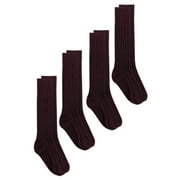 Jefferies Socks Girls Knee High Cable Knit Acrylic School Socks 4-Pack, Sizes 4-14