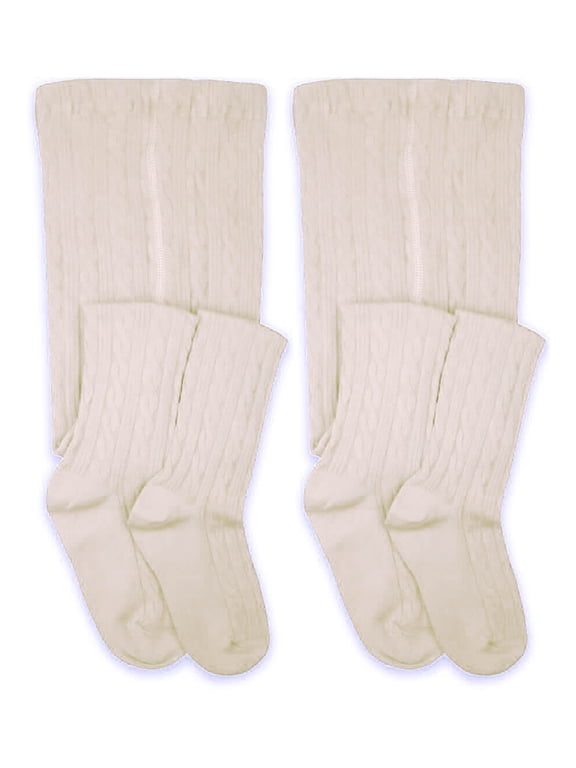 Girls Knee High Cable Knit Socks 2-Pack, Sizes XS-M