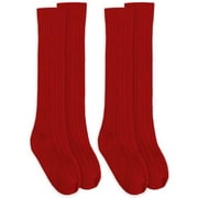 Jefferies Socks Girls Knee High Cable Knit Socks 2-Pack, Sizes XS-M