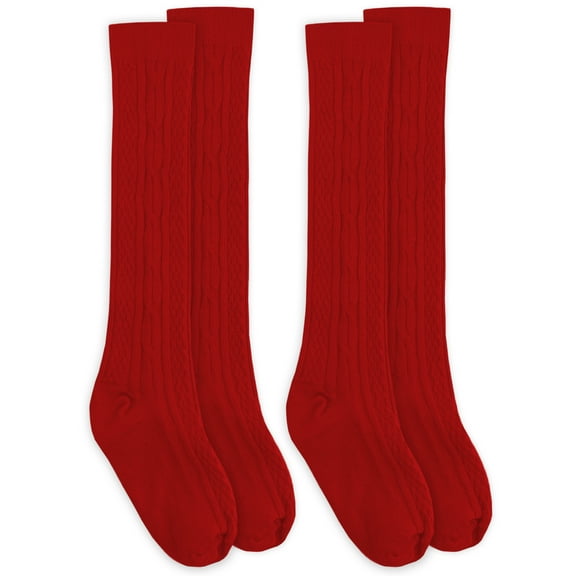 Jefferies Socks Girls Knee High Cable Knit Socks 2-Pack, Sizes XS-M