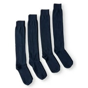 Jefferies Socks Girls Knee High School Uniform Socks 4-Pack, Sizes 4-14