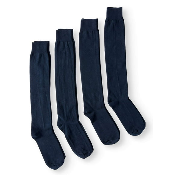 Jefferies Socks Girls Knee High School Uniform Socks 4-Pack, Sizes 4-14