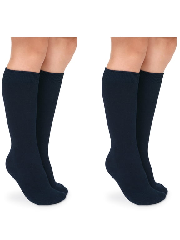 Girls Knee High Uniform Socks 2-Pack, Sizes XS-L