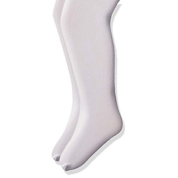 Jefferies Socks Girls' Little Smooth Microfiber Tights 2 Pair Pack, White/White, 10-14 Years