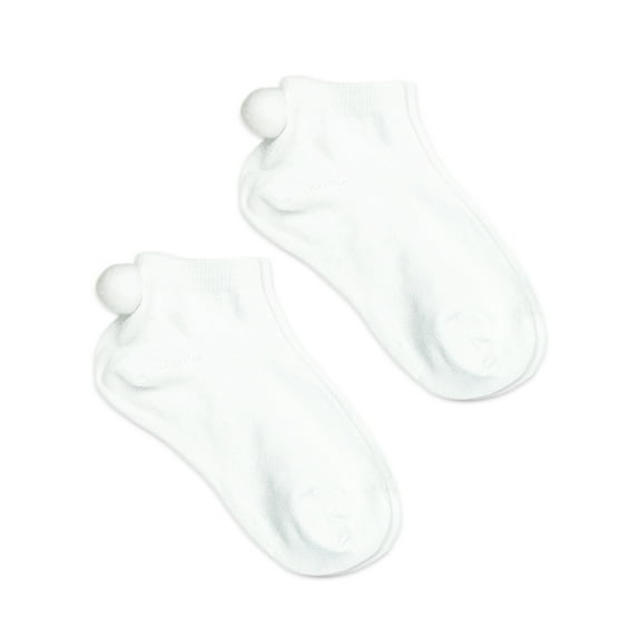 Jefferies Socks Girls Low Cut Pom Pom Socks 2-Pack, Sizes XS-M