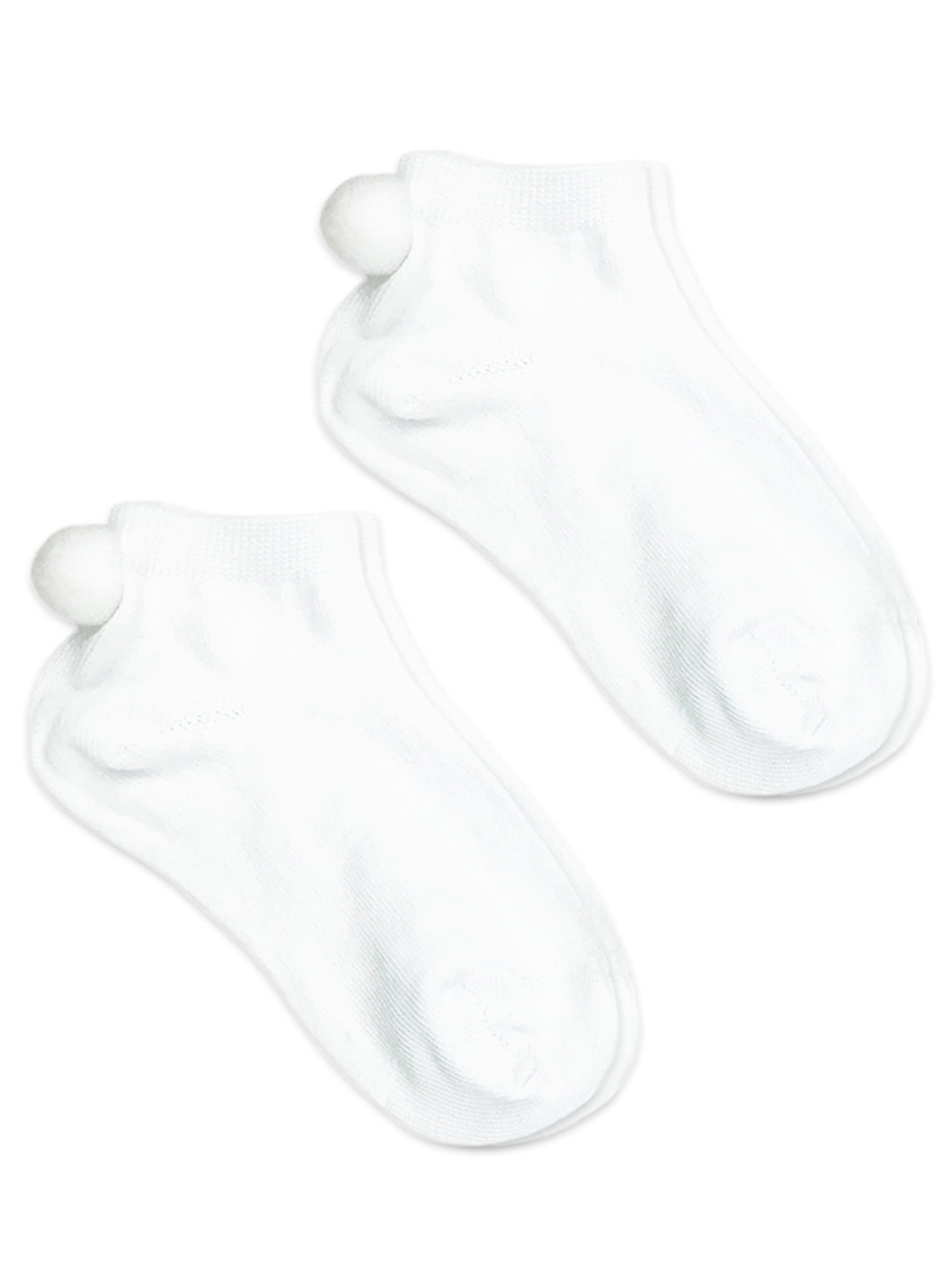 Jefferies Socks Girls Low Cut Pom Pom Socks 2-Pack, Sizes XS-M