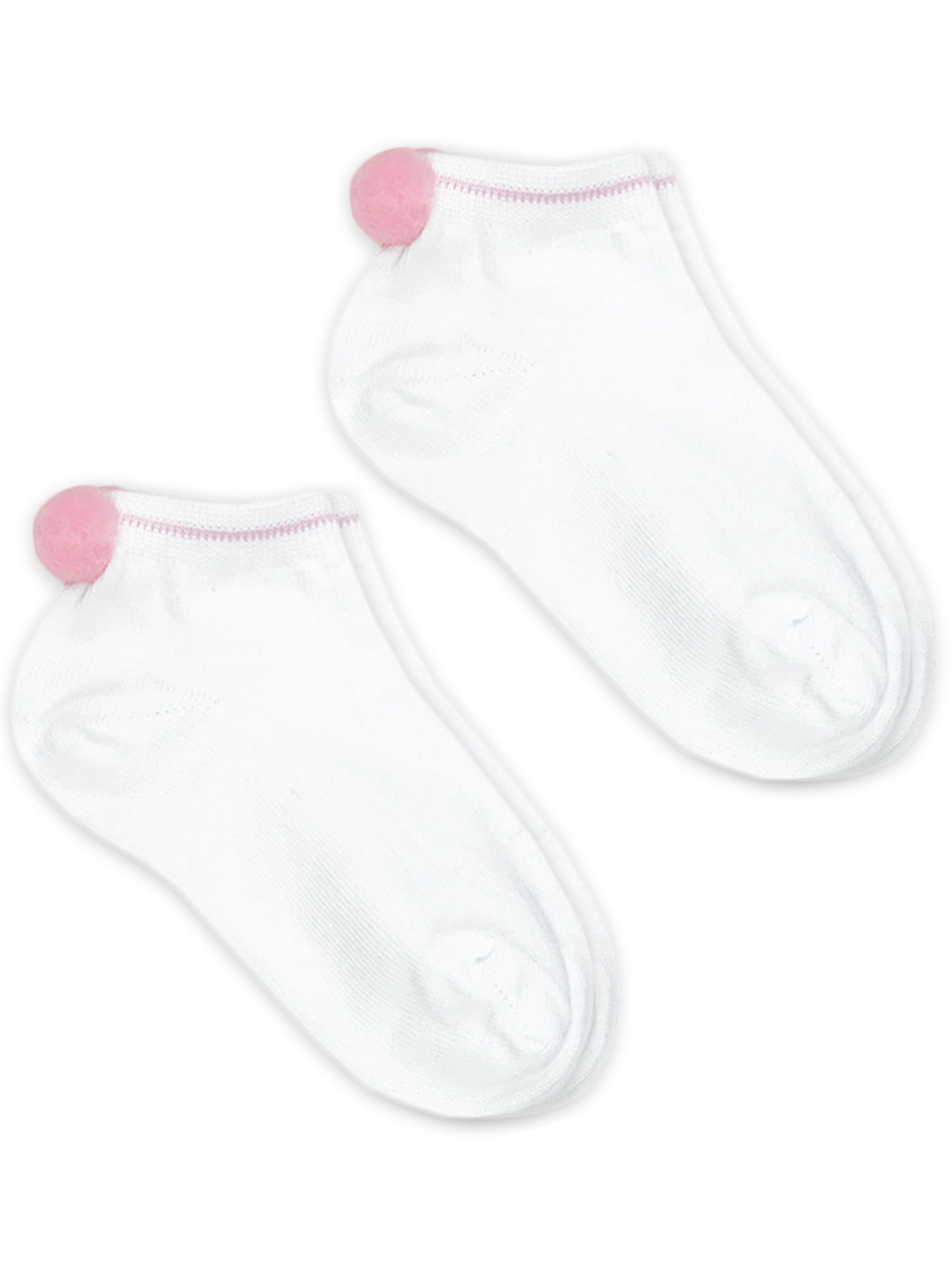 Jefferies Socks Girls Low Cut Pom Pom Socks 2-Pack, Sizes XS-M