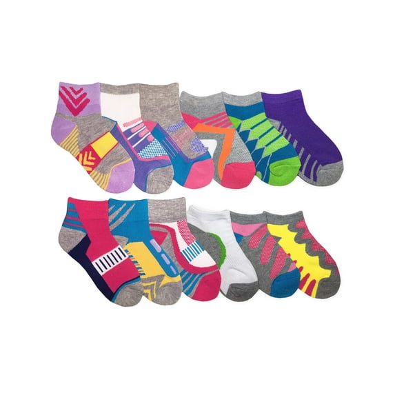 Jefferies Socks Girls Low Cut Socks 12-Pack, Sizes XS-L