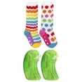 thumbnail image 1 of Jefferies Socks Girls Rainbow Dot & Footie Fuzzy Non-Skid Slipper Socks 4 Pair Pack, 1 of 4
