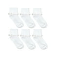 thumbnail image 1 of Jefferies Socks Girls Seamless Ripple Ruffle Lace Trim School Uniform Turn Cuff Socks 6 Pair Pack, 1 of 5
