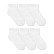 Jefferies Socks Girls Seamless Ruffle Cotton Sport Quarter Socks 6 Pack