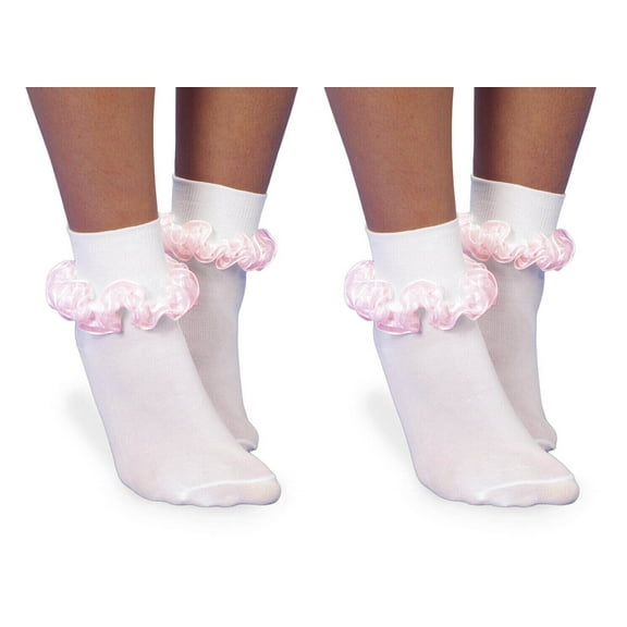 Jefferies Socks Girls Seamless Sheer Ribbon Tutu Trim Turn Cuff Socks 2 Pair Pack