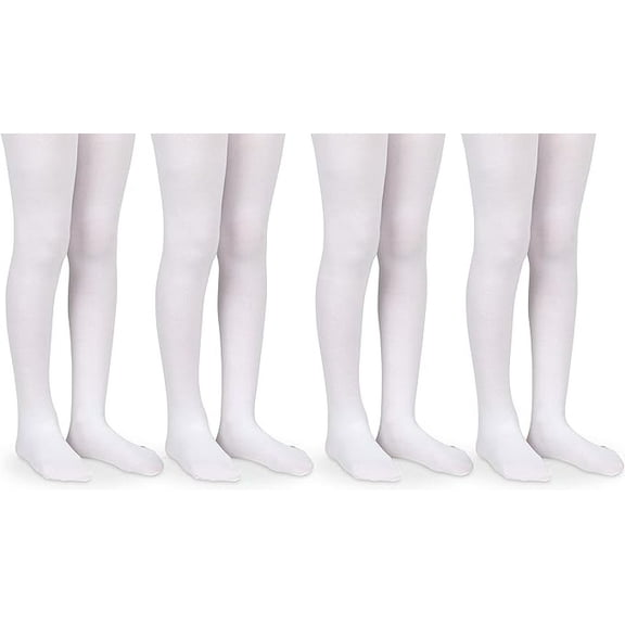 Jefferies Socks Girls Smooth Nylon Microfiber School Uniform Dress Tights 4 Pair Pack