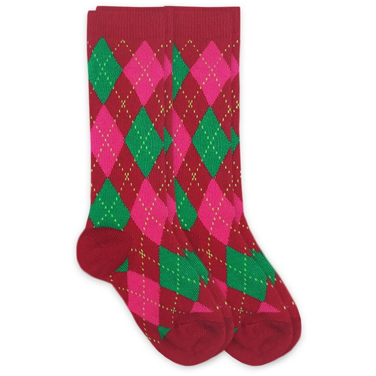 Jefferies Socks Girls Socks 2 Pack Argyle Pattern Dress Knee High