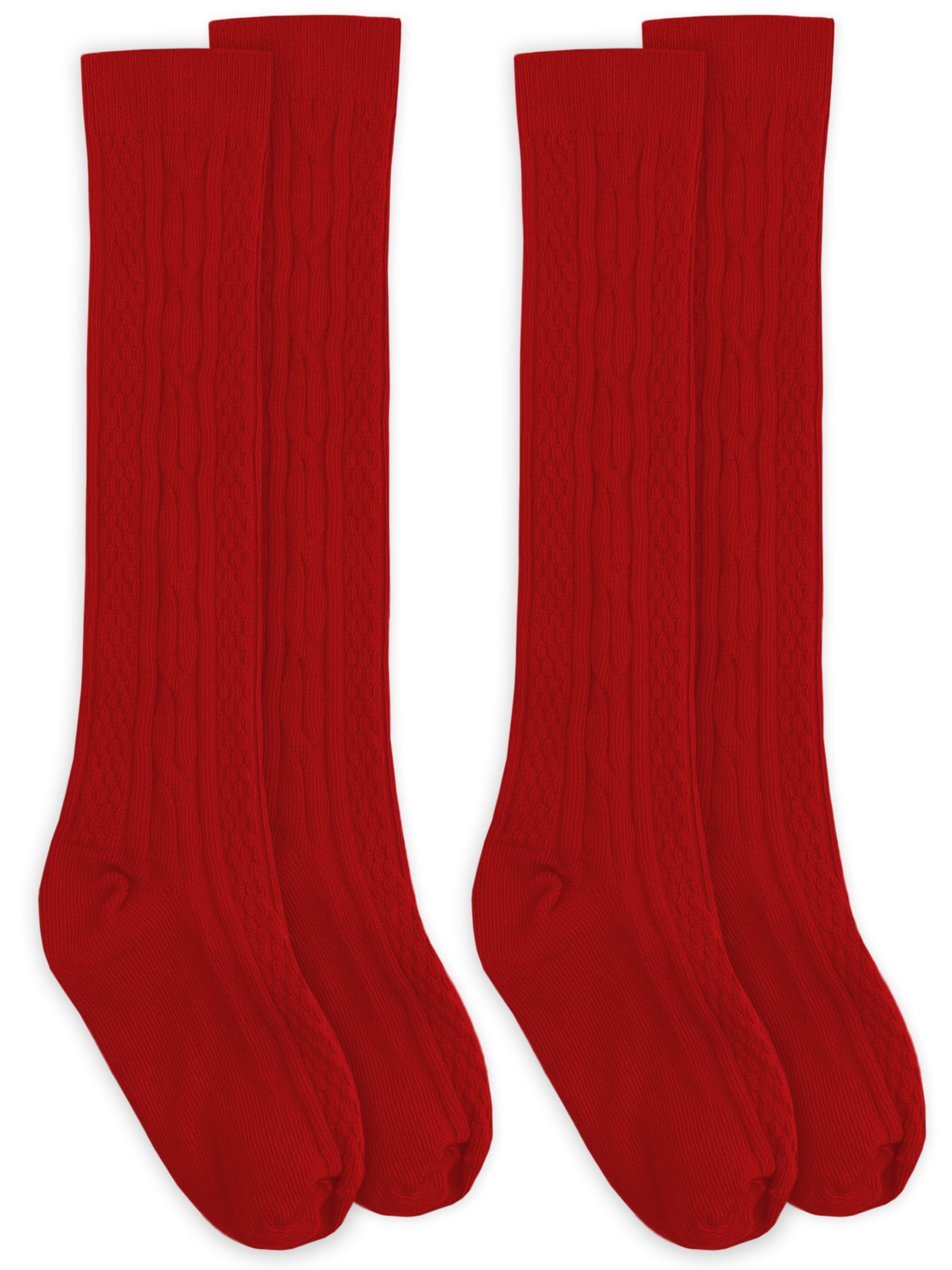 Jefferies Socks Girls Socks, 2 Pack Fashion Cable Knit Knee High Sizes Toddler and XS - M