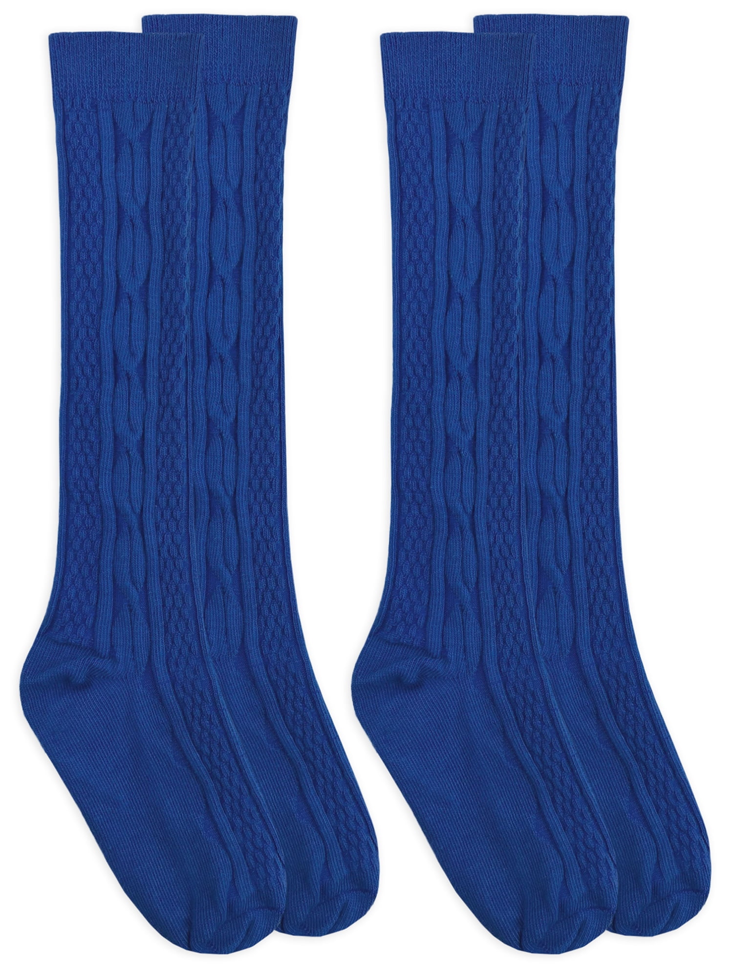 Jefferies Socks Girls Socks, 2 Pack Fashion Cable Knit Knee High Sizes Toddler and XS - M