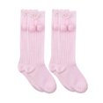 thumbnail image 1 of Jefferies Socks Girls Socks, 2 Pack Knee-High Pom Pom Bow Rib Cotton, Sizes S-L, 1 of 4
