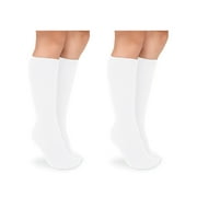 JEFFERIES SOCKS Girls Socks, 2 Pack School Uniform Smooth Toe Cotton Knee High Sizes Toddler and XS - L