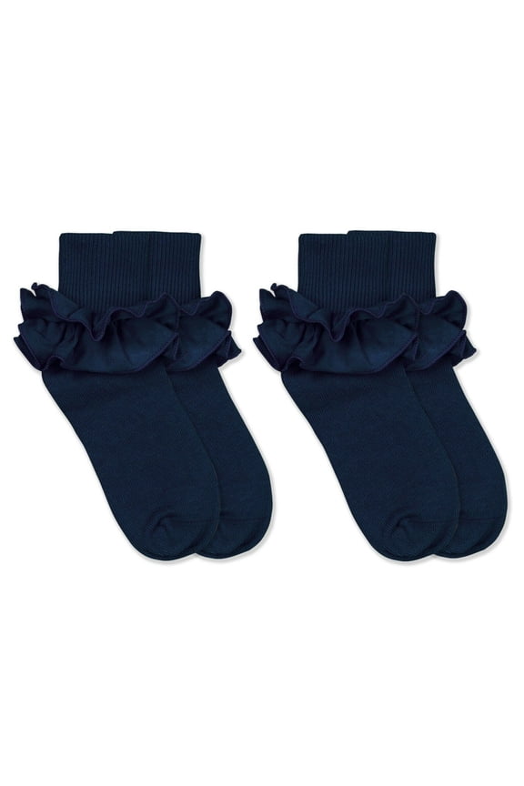 Girls Socks, 2 Pair Misty Ruffle Turn Cuff Cotton Socks (Little Girls & Big Girls)