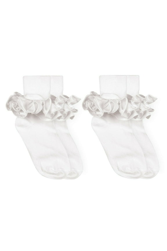 Girls Socks, 2 Pair Misty Ruffle Turn Cuff Cotton Socks (Little Girls & Big Girls)