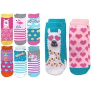 Jefferies Socks Girls Socks, 8 Pack Unicorn Rainbow Llama Fashion Cotton Crew Socks and Fuzzy Slipper Socks (Little Girls & Big Girls)