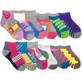thumbnail image 1 of Jefferies Socks Girls Sport Pattern Low Cut & Quarter Socks 12 Pair Pack, 1 of 5
