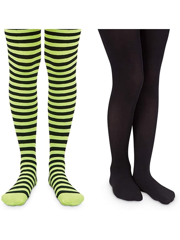 Girls Stripe Nylon Halloween Christmas Dress Tights 2 Pack