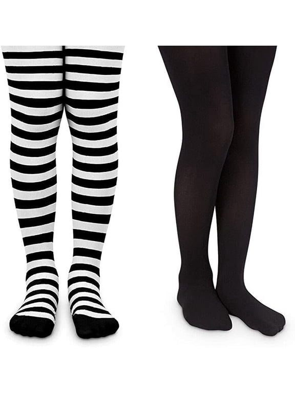 Girls Stripe Nylon Halloween Christmas Dress Tights 2 Pack
