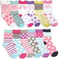 thumbnail image 1 of Jefferies Socks Girls Stripe Polka Dot Kitty Cat Pattern Variety Crew Socks 12 Pair Pack, 1 of 4