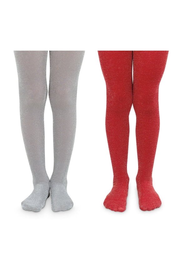 Girls Tights, 2 Pack Sparkle Glitter Nylon Lurex Dress Stockings (Little Girls & Big Girls)