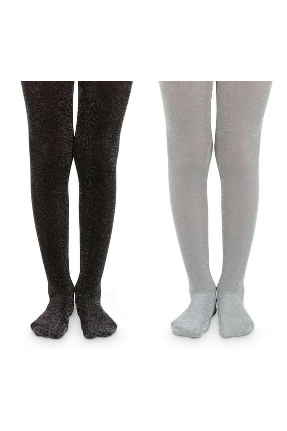 Girls Tights, 2 Pack Sparkle Glitter Nylon Lurex Dress Stockings (Little Girls & Big Girls)